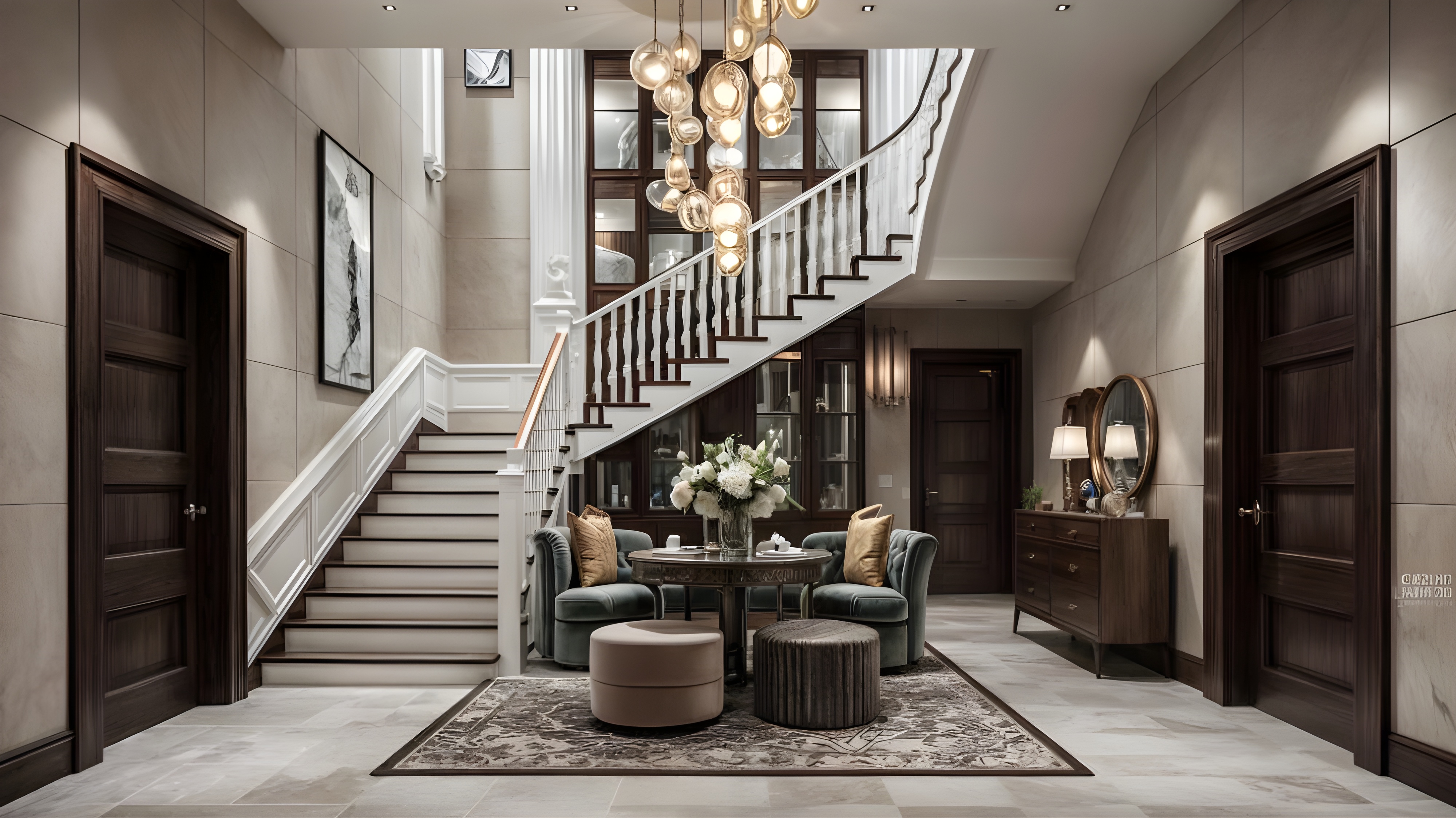 luxury-entry-hall-staircase-round-flower-table-pendants.jpg